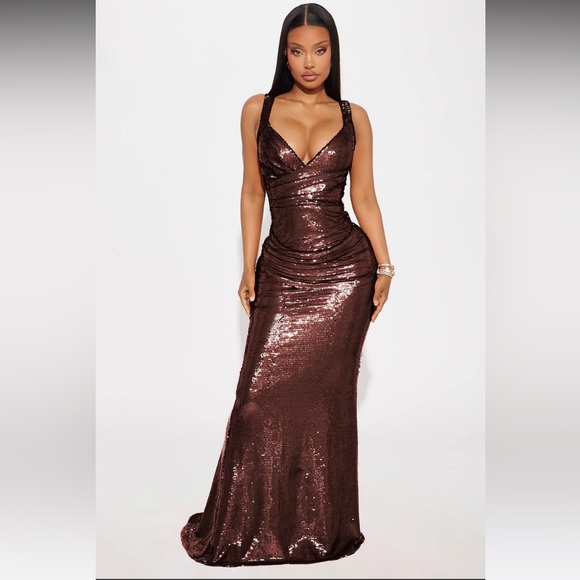 Chocolate brown sequin dress - Picture 1 of 5